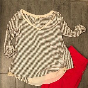 ANTHROPOLOGIE | MEADOW RUE- Stripped Open Back Tee